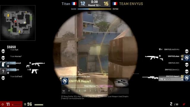 CSGO: POV EnvyUS Happy vs Titan (36/17) mirage @ ESL ESEA Pro League