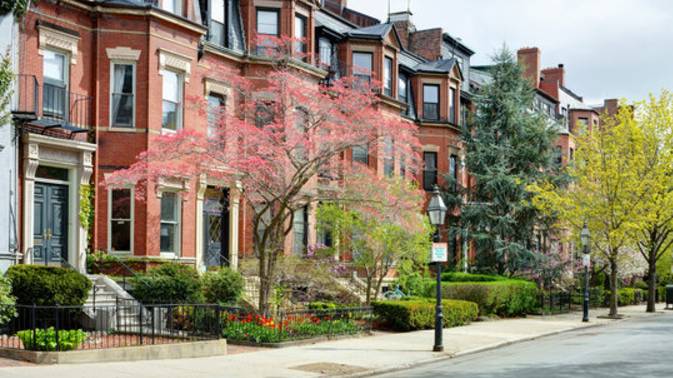 Осень в Бостоне, Новая Англия Back Bay прогулка по историческому р-ну