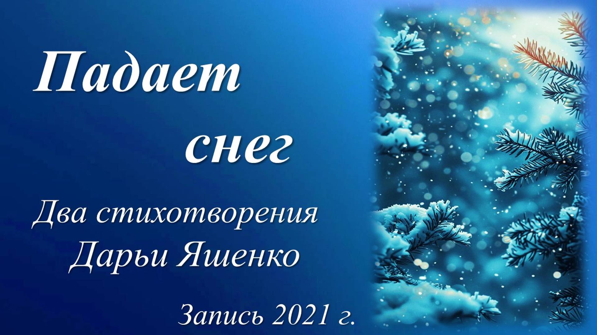 Падает снег /стихи Дарьи Яшенко. Запись 2021 г./