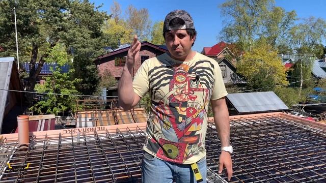 Заливка перекрытия в доме из газобетона. Стойки, опалубка, проходки перекрытия. Сестрорецк (5 серия)