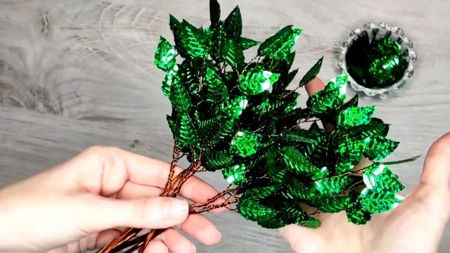 Мастер-класс Дерево из Пайеток/Петельчатая техника плетения/DIY sequin wood