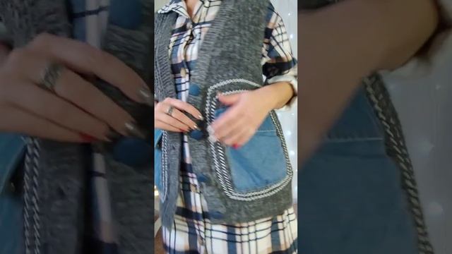 Тёплая жилетка с джинсой