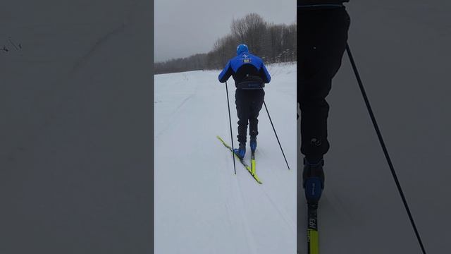 тренировка на лыжах с друзьями