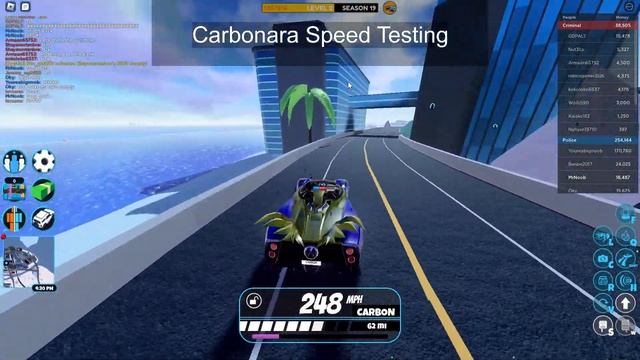 Carbonara Speed Test (Roblox Jailbreak)