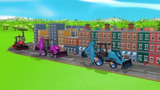 Веселые трактора работяги! Правильно угадайте супергероя! JCB Tractor