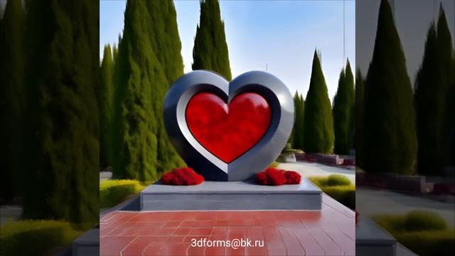 Дизайн памятника в виде сердца, со стеклянной вставкой.