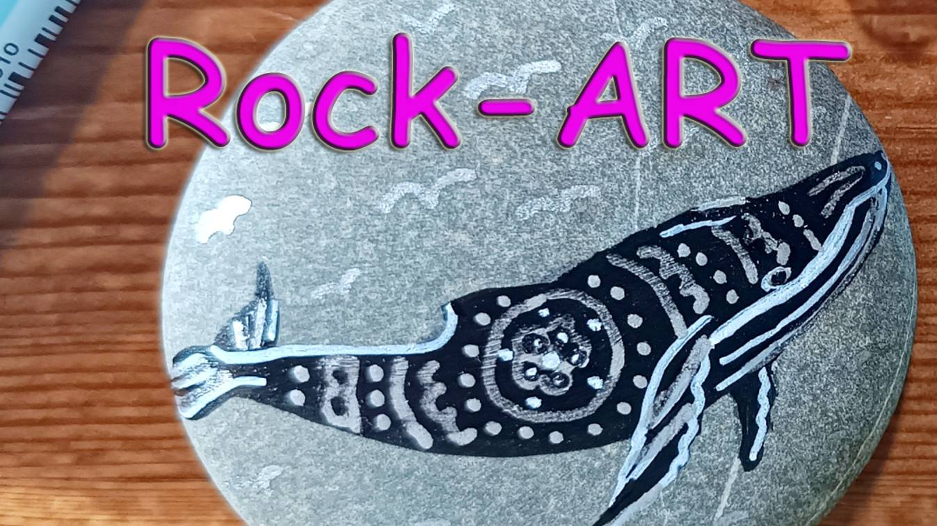 Как нарисовать кита акрилом на камне. Роспись по камню. Rock art.