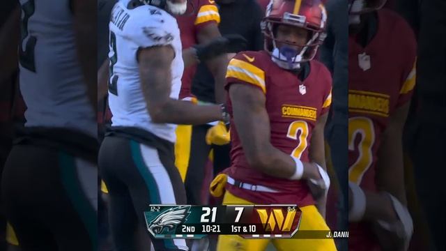 Dyami Brown with a spectacular catch for a 50-yard Gain vs. Philadelphia Eagles