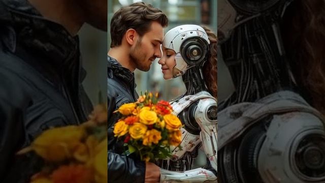 Влюблённый мужчина дарит букет цветов девушке