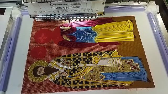 Икона Киприана и Иустины. Вышитая икона для храма. Иконы для облачений и хоругвей.