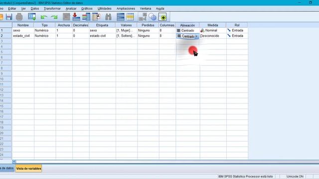 Registro de variables y recolección de datos en SPSS v. 25