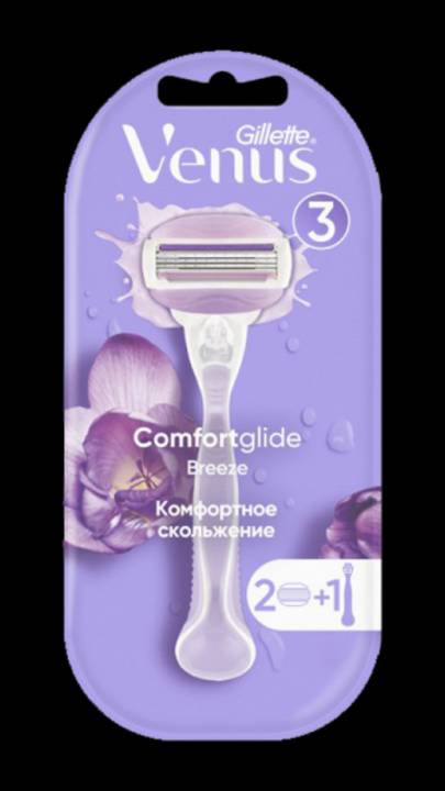 Бритва Gillette VENUS Breeze 3 лезвия 2 кассеты прорезиненная ручка плавающая головка (1/6/36)