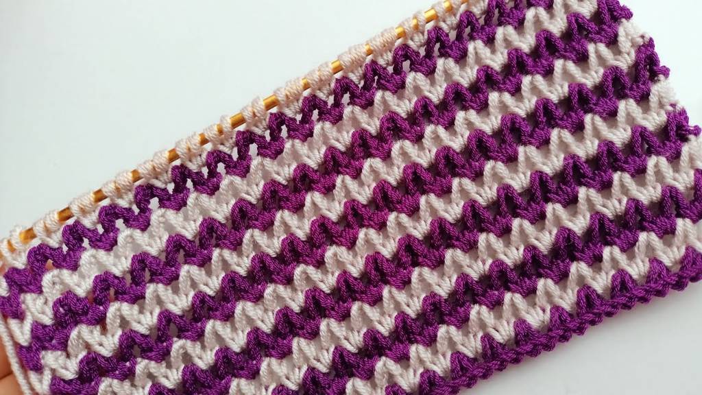 Двухцветные узоры тунисским крючком - Вязание крючком для начинающих