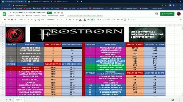 DONDE VER PRECIOS Y REPORTAR ESTAFADORES- LISTA NEGRA Y LISTA DE PRECIOS- FROSTBORN ESPAÑOL