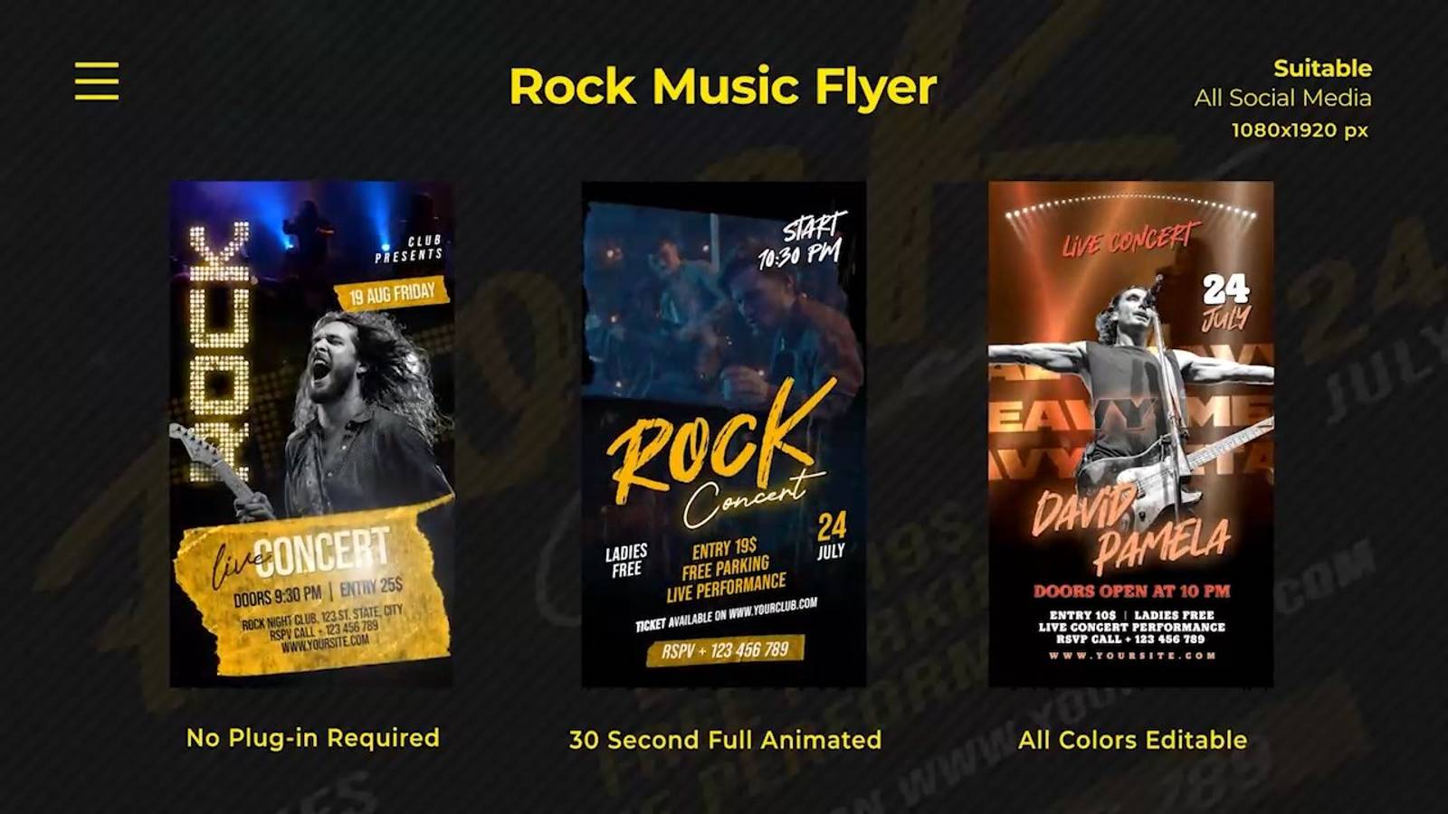 Музыкальные постеры "Rock Music Flyer", Риллсы (Reels), Cториc (Stories) на заказ. Пример