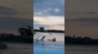 RC helicopter takes risks over the pool
