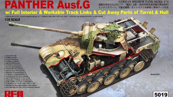 Распаковка Rye Field Model 1 35 RM-5019 Panther Ausf. G with Full Interior & Cut Away Parts