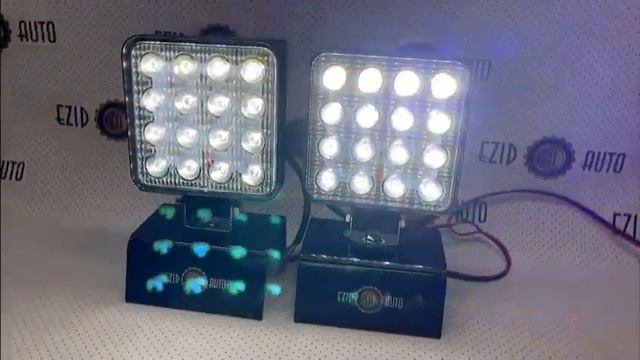 Фара светодиодная H16LED 48W тонкая (9-30V) 11*11*2см (красный-синий-белый)