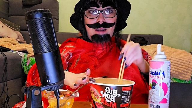 Мукбанг не своими руками | Лапша,взбитые сливки,желе с манго,творожные сырки | Обжор Асмр