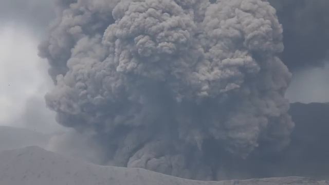 Dense ash clouds billowing from Bromo Volcano (1/2)