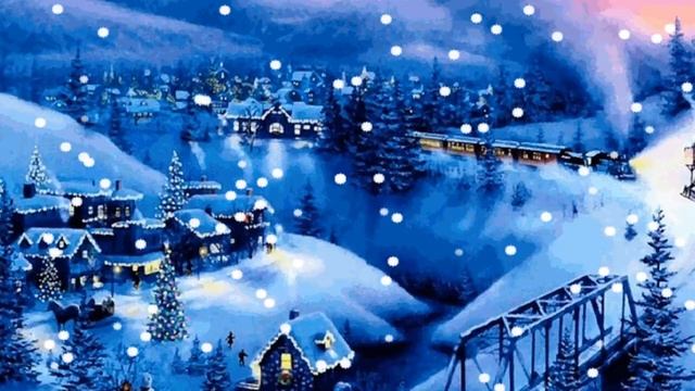 Заснеженная деревня. Деревня зимой.  Новогодний футаж. Зимний футаж. Красивый футаж для видео.