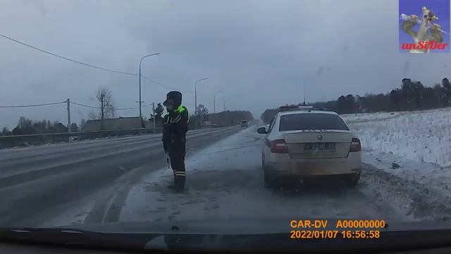 2022-01-07 - ДПС, авто вылетела с дороги