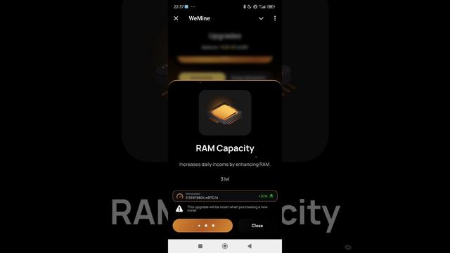 We Mine сделал наконец абгрейд за 10 млн. На 733 месте среди всех держусь 🕺 #wemine.mp4