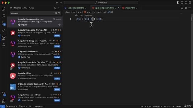 22 - Adding VS Code extensions to work with Angular
