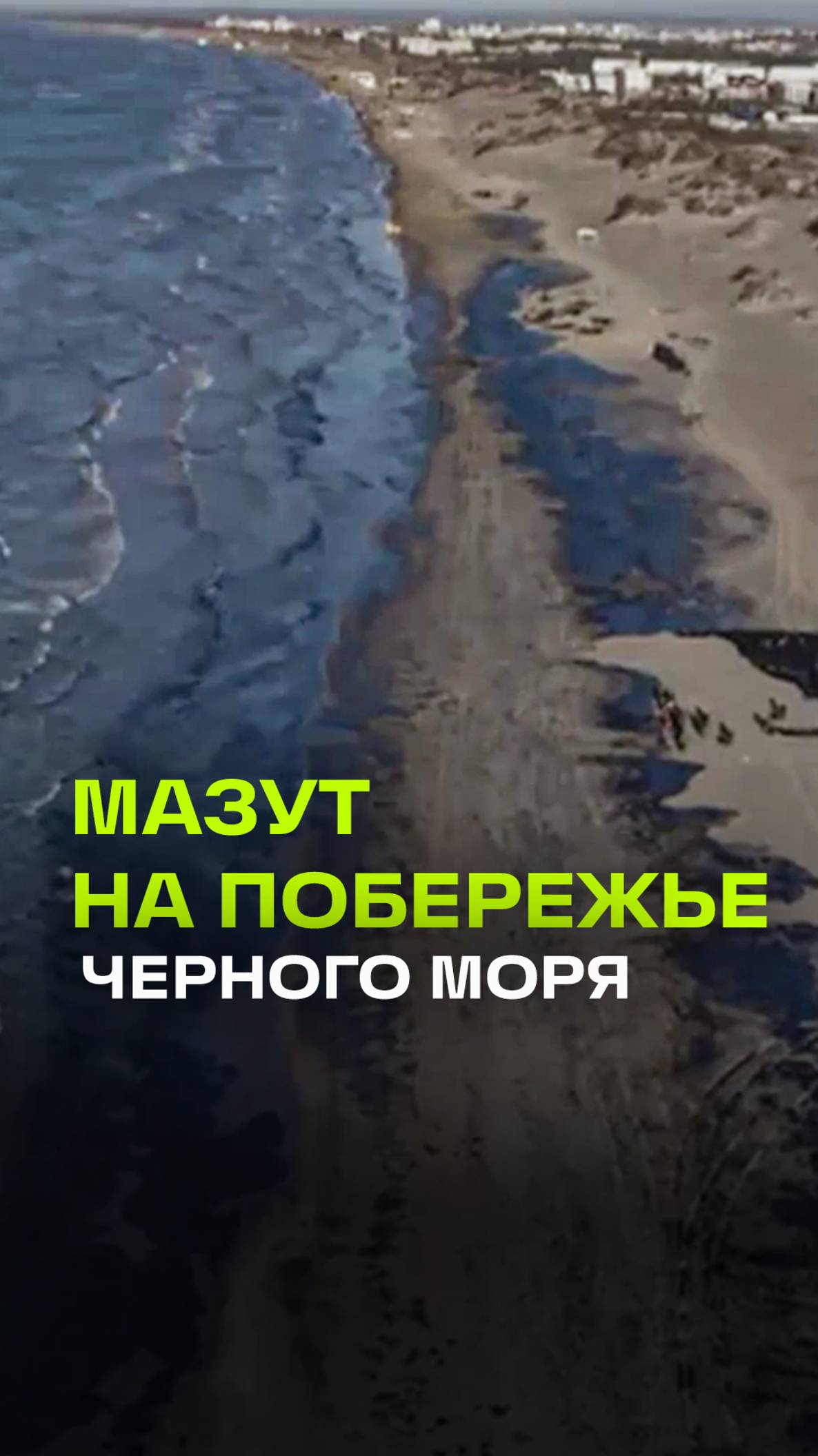 Загрязненное мазутом побережье Черного моря с дрона