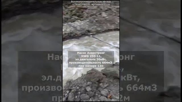 Насос Аквастронг HWG 250-11, 664 м3/ч при напоре 12м. Работа в рыбоводческом хозяйстве.