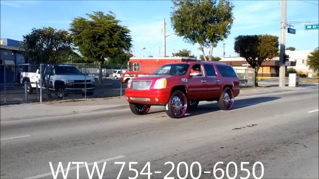 AceWhips.NET- WTW Customs- Dice's Candy Magenta Pink GMC YUKON XL on 32" ASANTIS