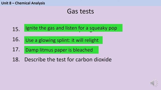 AQA GCSE Chemistry / Combined Science Unit 8 - Chemical Analysis - Recall Questions