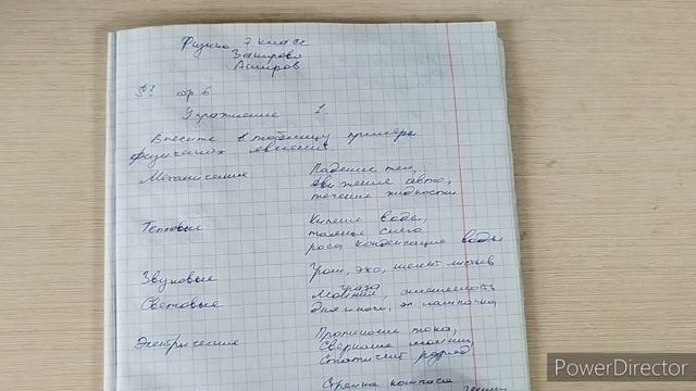 Упражнение 1 Внесите в таблицу примеры физических явлений