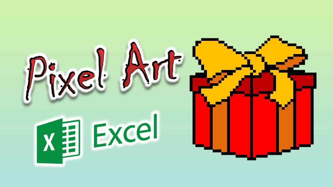 Создаем красивые рисунки в Excel. Рисуем подарок. Pixel Art.