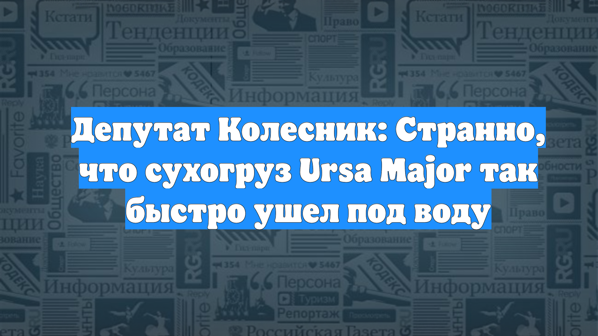 Депутат Колесник: Странно, что сухогруз Ursa Major так быстро ушел под воду