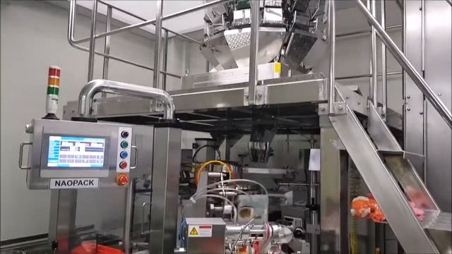 Автомат роторного типа для упаковки сушеной рыбки, креветок, рыбных снеков в готовый doy-pack, pouch