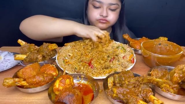 SPICY MUTTON CURRY 🌶 SPICY CHICKEN CURRY AND SPICY EGG CURRY WITH CHICKEN AND VEGETABLE FRIED RICE