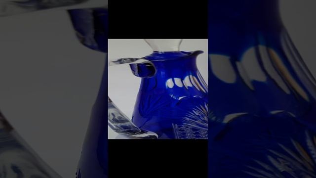 Хрустальный винтажный графин кобальтового цвета