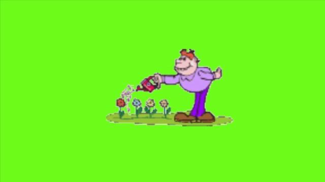 Футаж на хромакее любитель цветов поливает