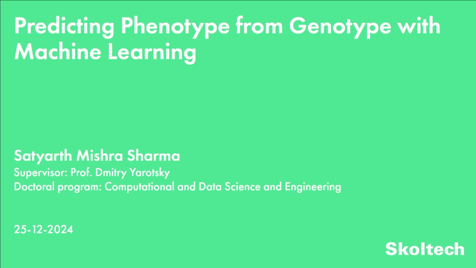 PhD Thesis Defense. Satyarth Mishra Sharma