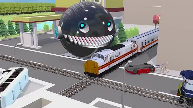 Опасное развлечение на поезде, пакмен vs поезда