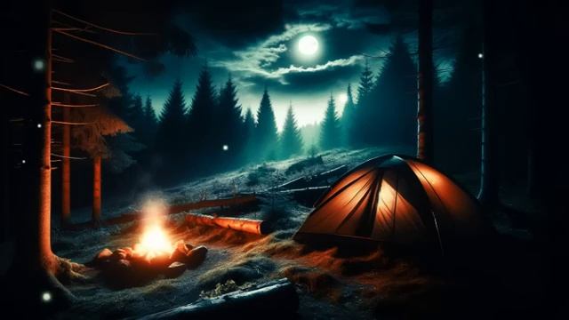 поздний ужин в лесу