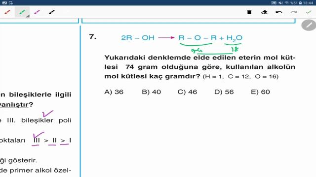 AYDIN YAYINLARI ORGANİK KİMYA DENEMESİ-5 ÇÖZÜMLERİ