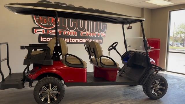 2023 EZGO L6 Elite Lithium - Red - Iconic Custom Carts LLC