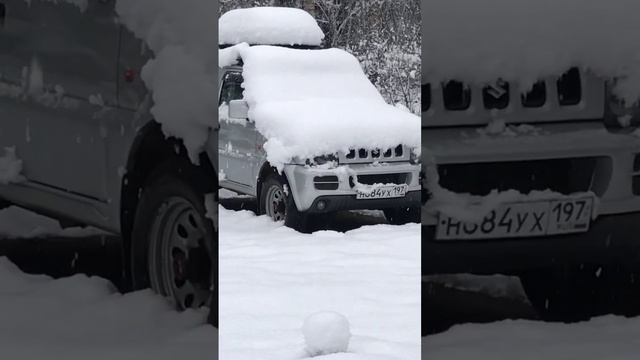 Зимовать лучше под толстым тёплым одеялом. #jimny #ジムニー #snow #mitsubishi #snowfall #forest