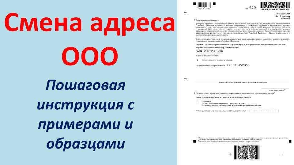 Смена адреса ООО (ПРИМЕР + ОБРАЗЕЦ + ИНСТРУКЦИЯ + Р13014). Пошаговая инструкция по смене адреса