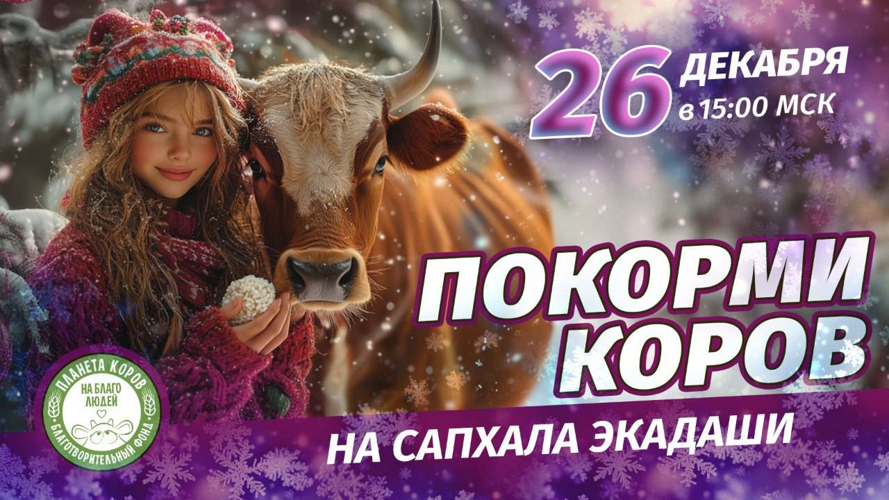 Кормление коров 26 декабря в день Сапхала Экадаши, Планета коров