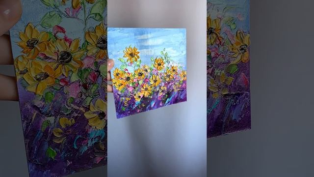 Картина маслом с подсолнухами