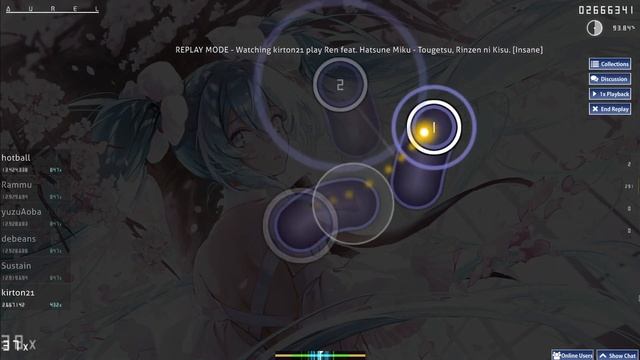 !OSU Tougetsu, Rinzen ni KIsuinsane Rank B/92.06%