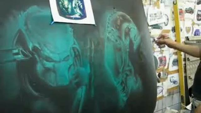 аэрография на капоте флуоресцентные краски